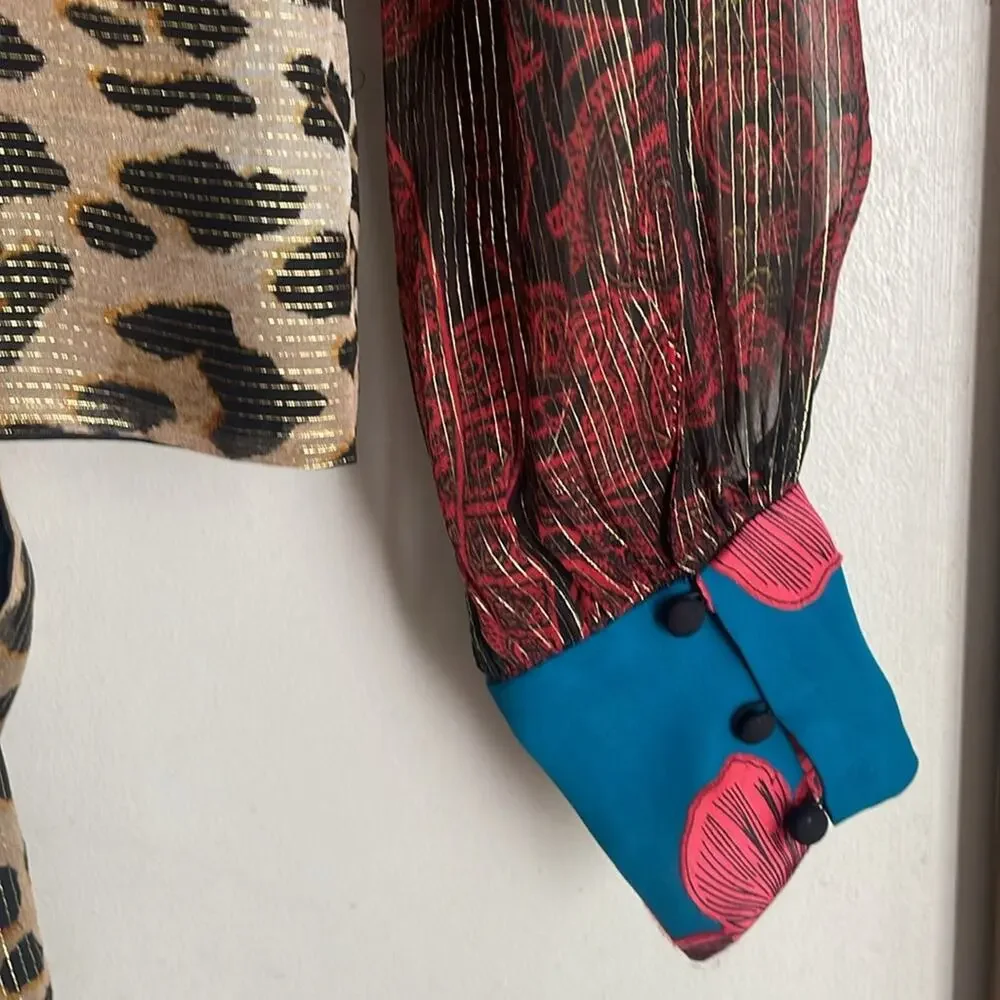 Alice + Olivia Multi-Color Mixed Print Wrap Blouse - Picture 10 of 16